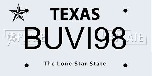 BUVI98 Texas License Plate