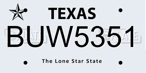 BUW5351 Texas License Plate