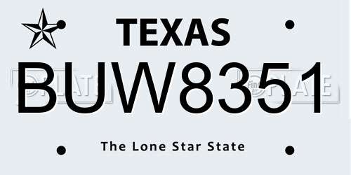 BUW8351 Texas License Plate