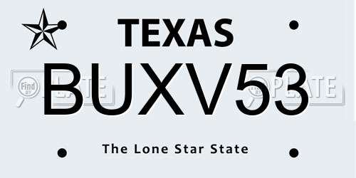 BUXV53 Texas License Plate