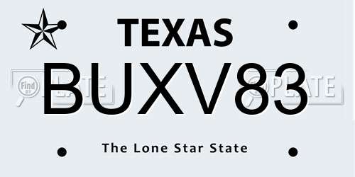 BUXV83 Texas License Plate