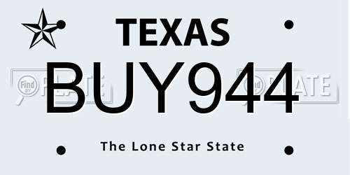 BUY944 Texas License Plate