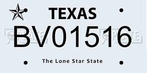 BV01516 Texas License Plate