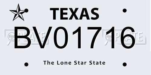 BV01716 Texas License Plate