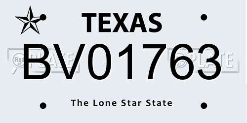 BV01763 Texas License Plate