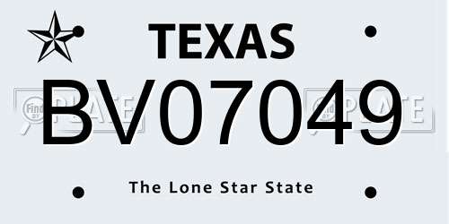 BV07049 Texas License Plate