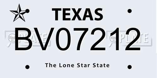 BV07212 Texas License Plate