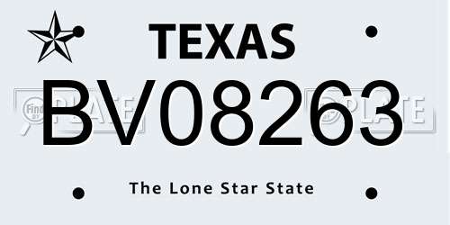 BV08263 Texas License Plate