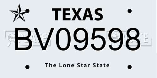 BV09598 Texas License Plate