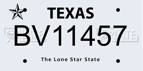 BV11457 Texas License Plate