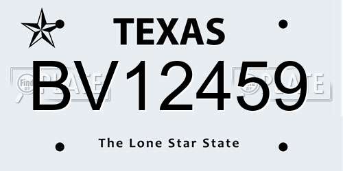 BV12459 Texas License Plate