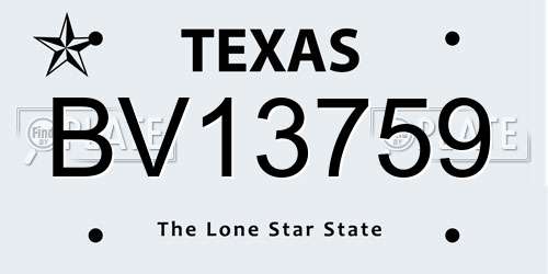 BV13759 Texas License Plate