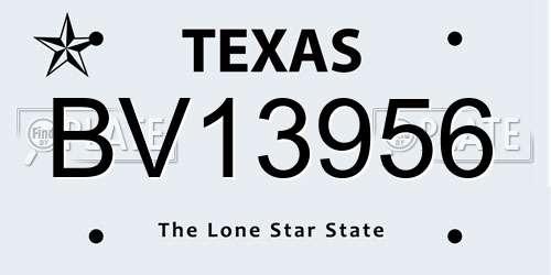 BV13956 Texas License Plate