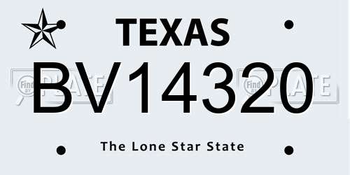 BV14320 Texas License Plate