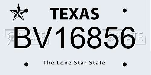 BV16856 Texas License Plate