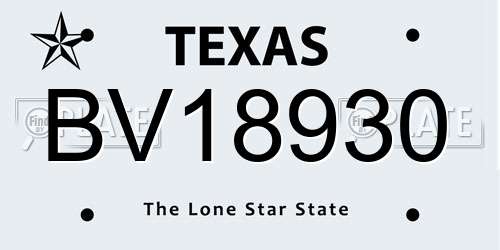 BV18930 Texas License Plate