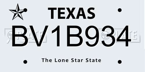 BV1B934 Texas License Plate