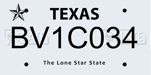 BV1C034 Texas License Plate