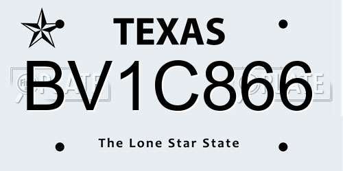 BV1C866 Texas License Plate