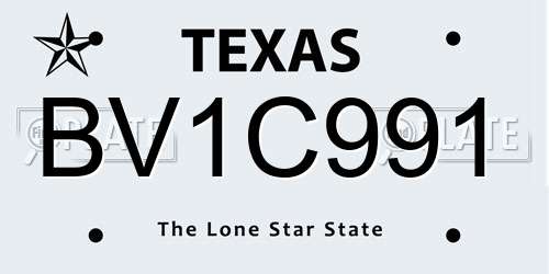 BV1C991 Texas License Plate