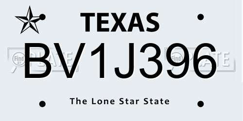 BV1J396 Texas License Plate