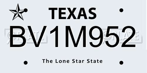BV1M952 Texas License Plate