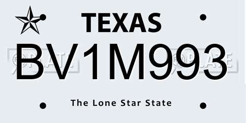 BV1M993 Texas License Plate