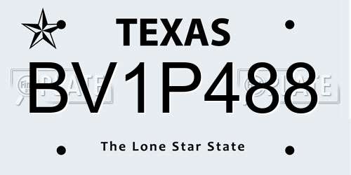BV1P488 Texas License Plate