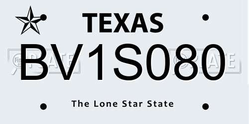 BV1S080 Texas License Plate