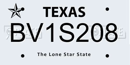 BV1S208 Texas License Plate