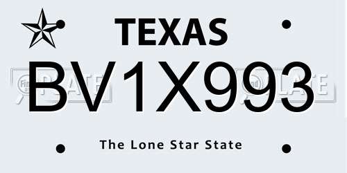 BV1X993 Texas License Plate