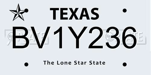 BV1Y236 Texas License Plate