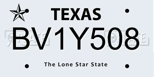 BV1Y508 Texas License Plate