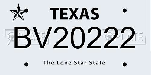 BV20222 Texas License Plate