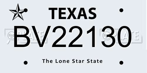 BV22130 Texas License Plate