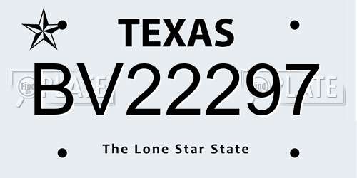 BV22297 Texas License Plate