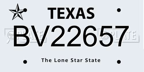 BV22657 Texas License Plate