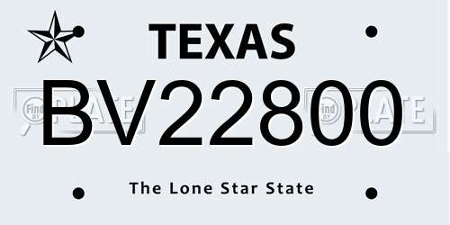 BV22800 Texas License Plate