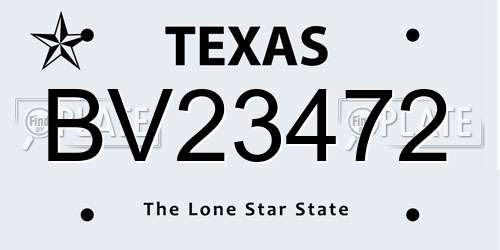 BV23472 Texas License Plate