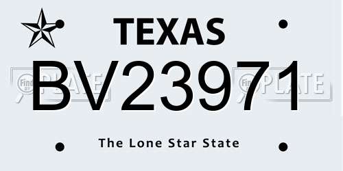 BV23971 Texas License Plate