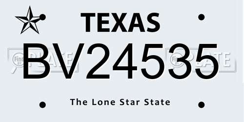 BV24535 Texas License Plate