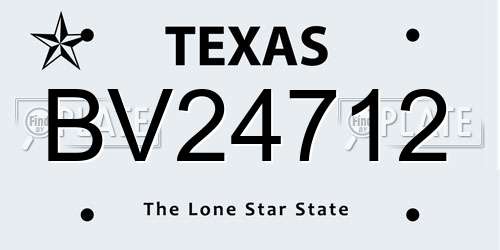 BV24712 Texas License Plate