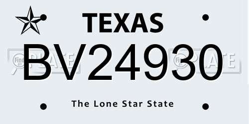 BV24930 Texas License Plate