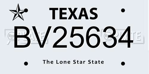 BV25634 Texas License Plate