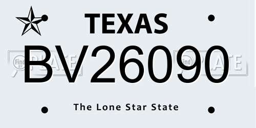 BV26090 Texas License Plate