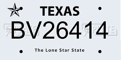 BV26414 Texas License Plate