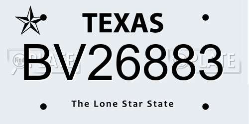 BV26883 Texas License Plate