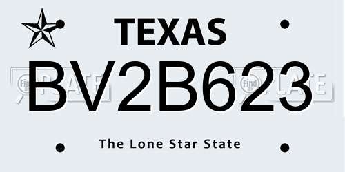 BV2B623 Texas License Plate
