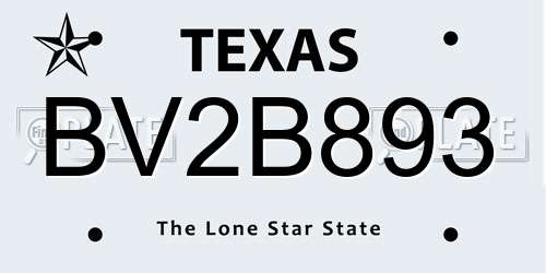 BV2B893 Texas License Plate