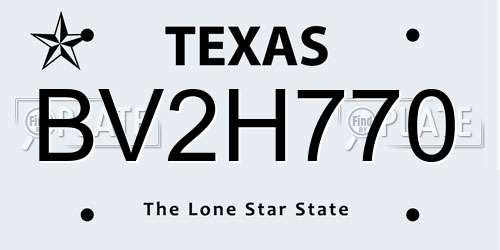 BV2H770 Texas License Plate